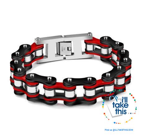 Link Chain Bracelets - 11 Color Options in a Stainless Steel Link Chain Men's Bracelet