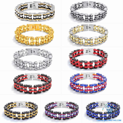 Image of Link Chain Bracelets - 11 Color Options in a Stainless Steel Link Chain Men's Bracelet
