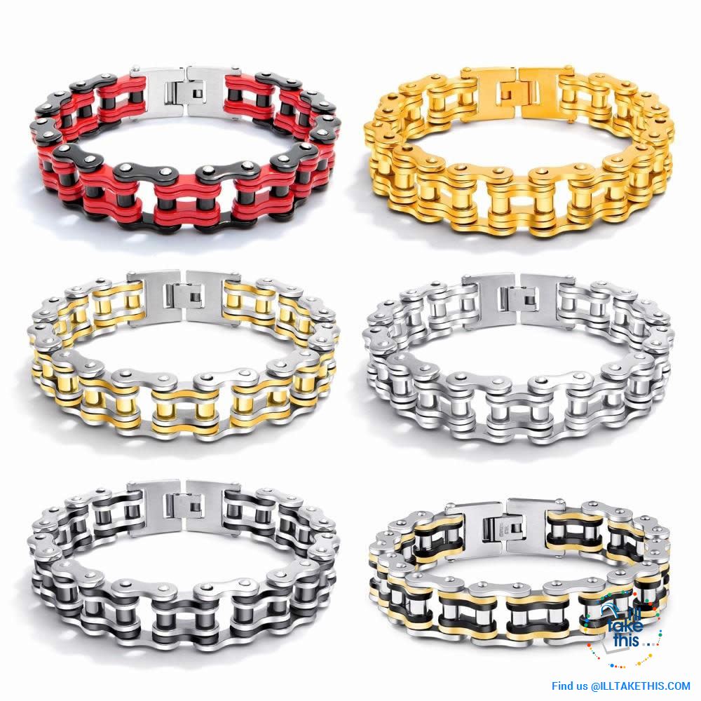 Link Chain Bracelets - 11 Color Options in a Stainless Steel Link Chain Men's Bracelet