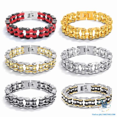 Image of Link Chain Bracelets - 11 Color Options in a Stainless Steel Link Chain Men's Bracelet