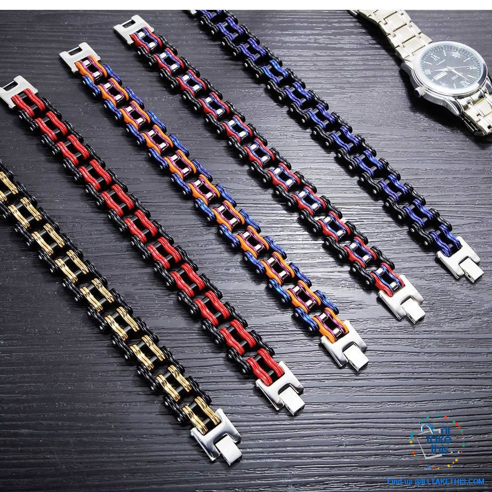 Link Chain Bracelets - 11 Color Options in a Stainless Steel Link Chain Men's Bracelet