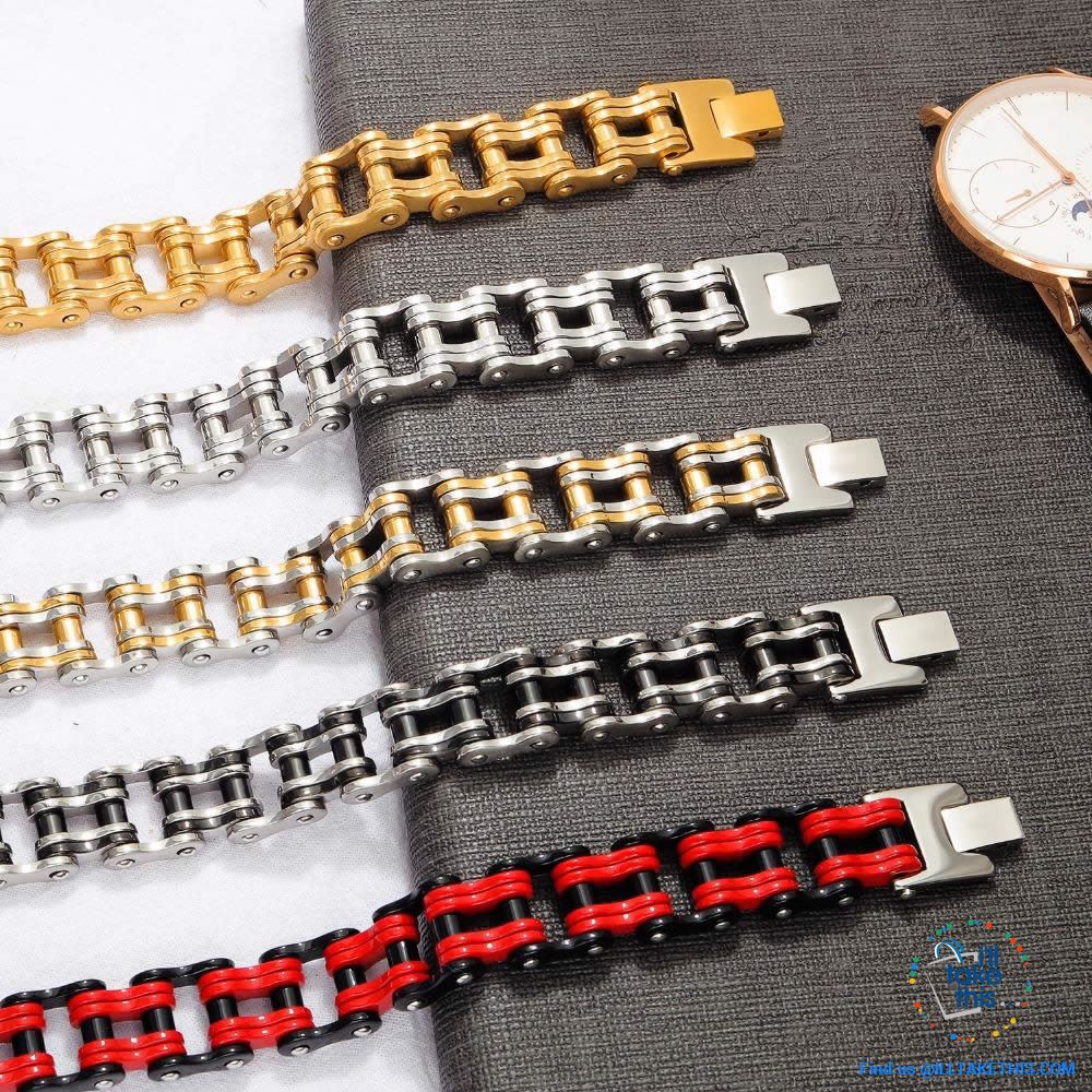 Link Chain Bracelets - 11 Color Options in a Stainless Steel Link Chain Men's Bracelet