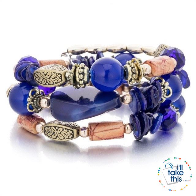 Bohemian Bead/Charm Bracelet Multi-layered, Designed to give a modern stacked Look, 9 Color Options - I'LL TAKE THIS
