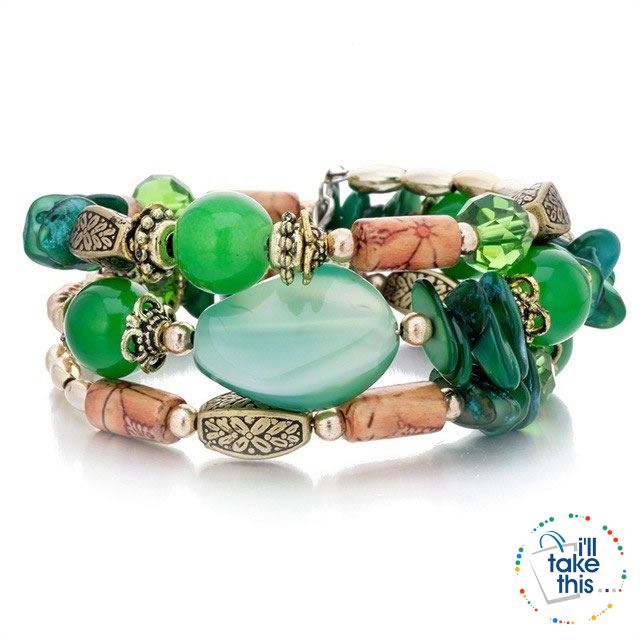 Bohemian Bead/Charm Bracelet Multi-layered, Designed to give a modern stacked Look, 9 Color Options - I'LL TAKE THIS