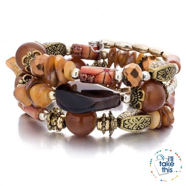Bohemian Bead/Charm Bracelet Multi-layered, Designed to give a modern stacked Look, 9 Color Options - I'LL TAKE THIS