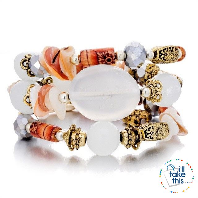 Bohemian Bead/Charm Bracelet Multi-layered, Designed to give a modern stacked Look, 9 Color Options - I'LL TAKE THIS