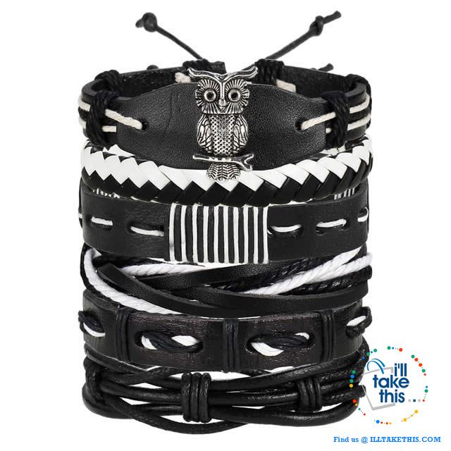 Multistack individual Men's/Women's Punk Bracelets, Handmade Leather Wristband Bracelet Rope Jewelry - I'LL TAKE THIS