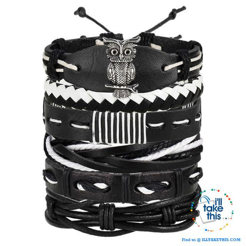 Image of Multistack individual Men's/Women's Punk Bracelets, Handmade Leather Wristband Bracelet Rope Jewelry - I'LL TAKE THIS