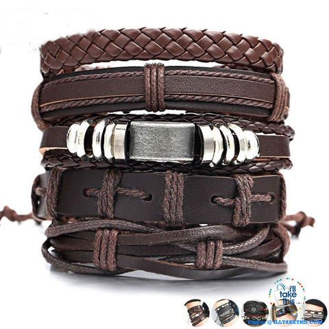 Image of Multistack individual Men's/Women's Punk Bracelets, Handmade Leather Wristband Bracelet Rope Jewelry - I'LL TAKE THIS