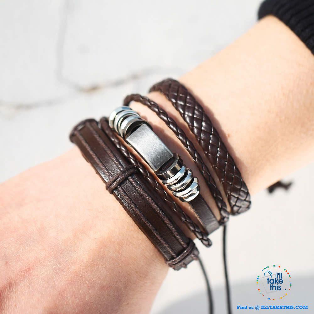 Multistack individual Men's/Women's Punk Bracelets, Handmade Leather Wristband Bracelet Rope Jewelry - I'LL TAKE THIS