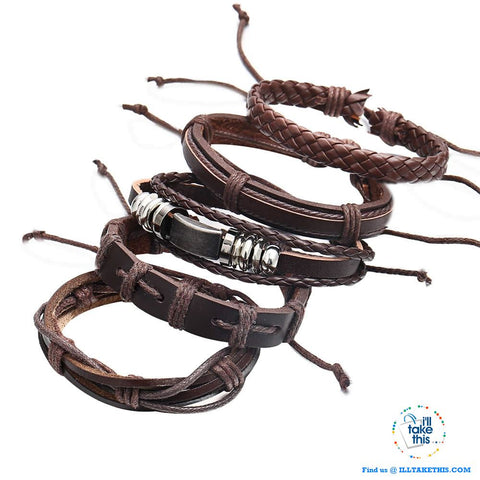 Image of Multistack individual Men's/Women's Punk Bracelets, Handmade Leather Wristband Bracelet Rope Jewelry - I'LL TAKE THIS