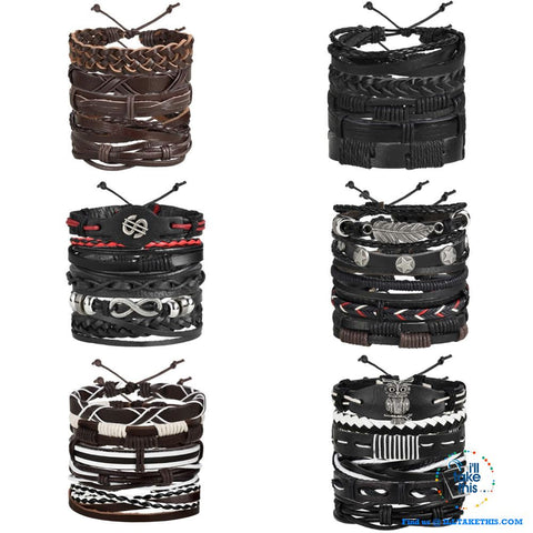 Image of Multistack individual Men's/Women's Punk Bracelets, Handmade Leather Wristband Bracelet Rope Jewelry - I'LL TAKE THIS