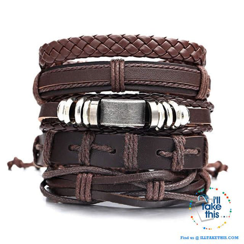 Image of Multistack individual Men's/Women's Punk Bracelets, Handmade Leather Wristband Bracelet Rope Jewelry - I'LL TAKE THIS