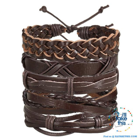 Image of Multistack individual Men's/Women's Punk Bracelets, Handmade Leather Wristband Bracelet Rope Jewelry - I'LL TAKE THIS