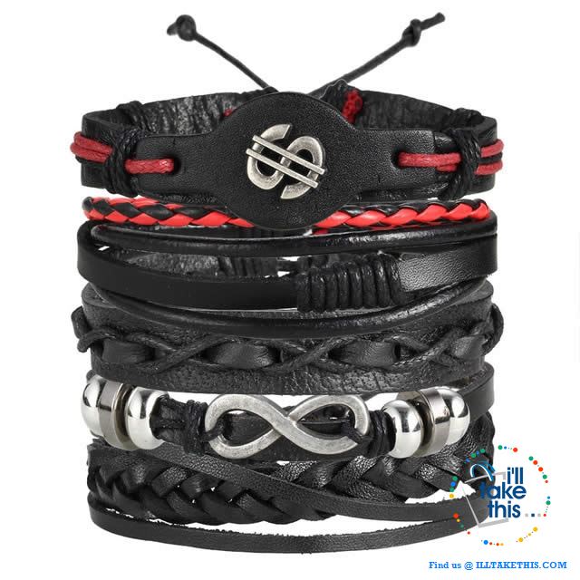 Multistack individual Men's/Women's Punk Bracelets, Handmade Leather Wristband Bracelet Rope Jewelry - I'LL TAKE THIS