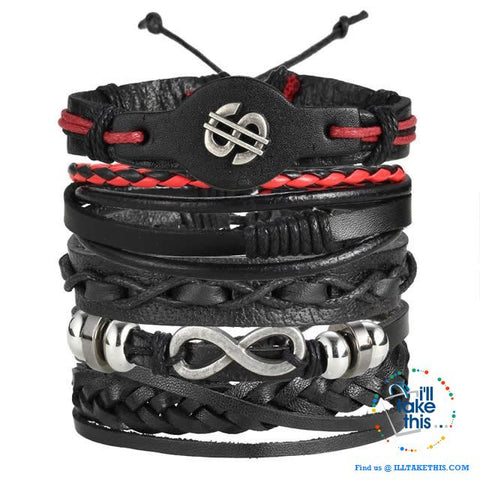 Image of Multistack individual Men's/Women's Punk Bracelets, Handmade Leather Wristband Bracelet Rope Jewelry - I'LL TAKE THIS