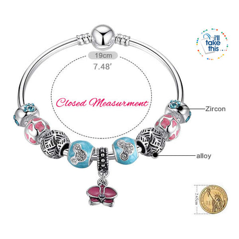 Image of Orchid Blessing Charms Bangle Silver Platting Bracelets in 2 Wrist sizes - I'LL TAKE THIS