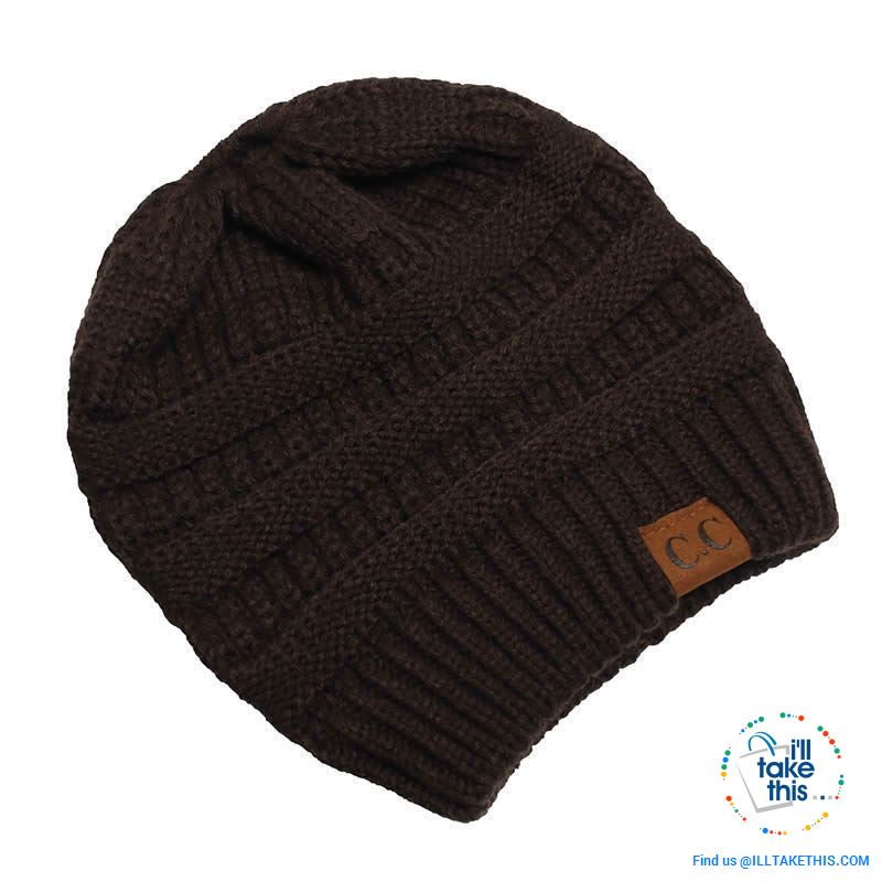 Ponytail Soft stretch Knitted Beanie, Skullies in 25 block Color options - I'LL TAKE THIS