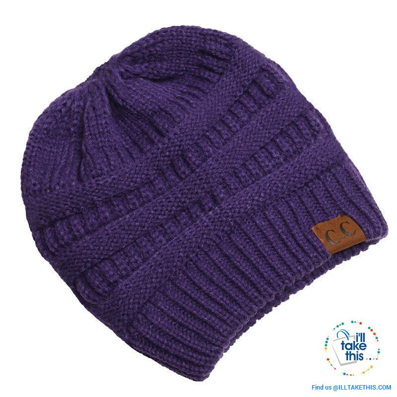 Ponytail Soft stretch Knitted Beanie, Skullies in 25 block Color options - I'LL TAKE THIS