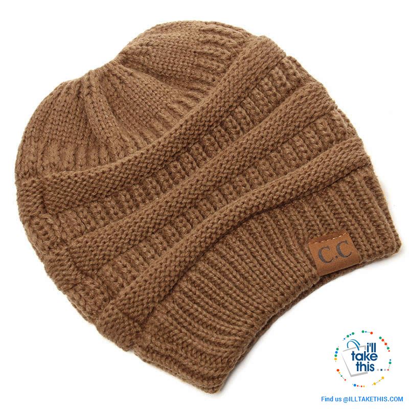 Ponytail Soft stretch Knitted Beanie, Skullies in 25 block Color options - I'LL TAKE THIS