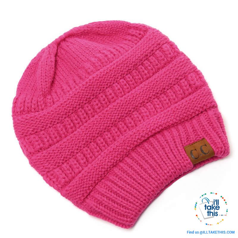 Ponytail Soft stretch Knitted Beanie, Skullies in 25 block Color options - I'LL TAKE THIS