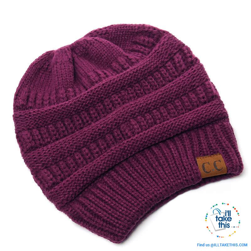 Ponytail Soft stretch Knitted Beanie, Skullies in 25 block Color options - I'LL TAKE THIS