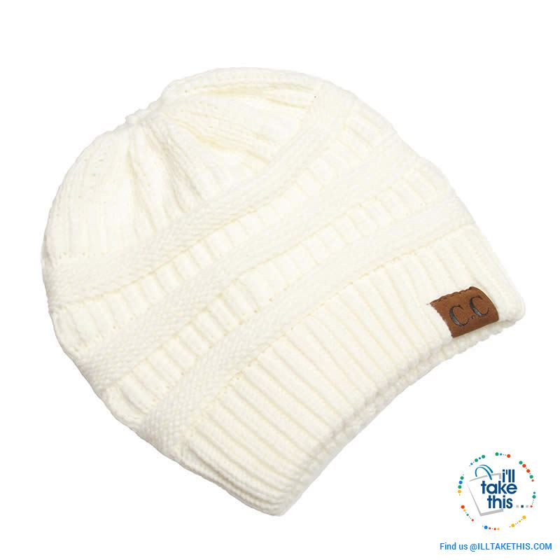 Ponytail Soft stretch Knitted Beanie, Skullies in 25 block Color options - I'LL TAKE THIS