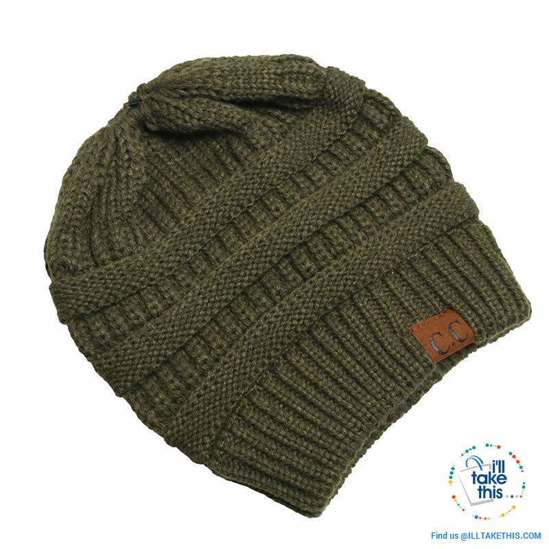 Ponytail Soft stretch Knitted Beanie, Skullies in 25 block Color options - I'LL TAKE THIS