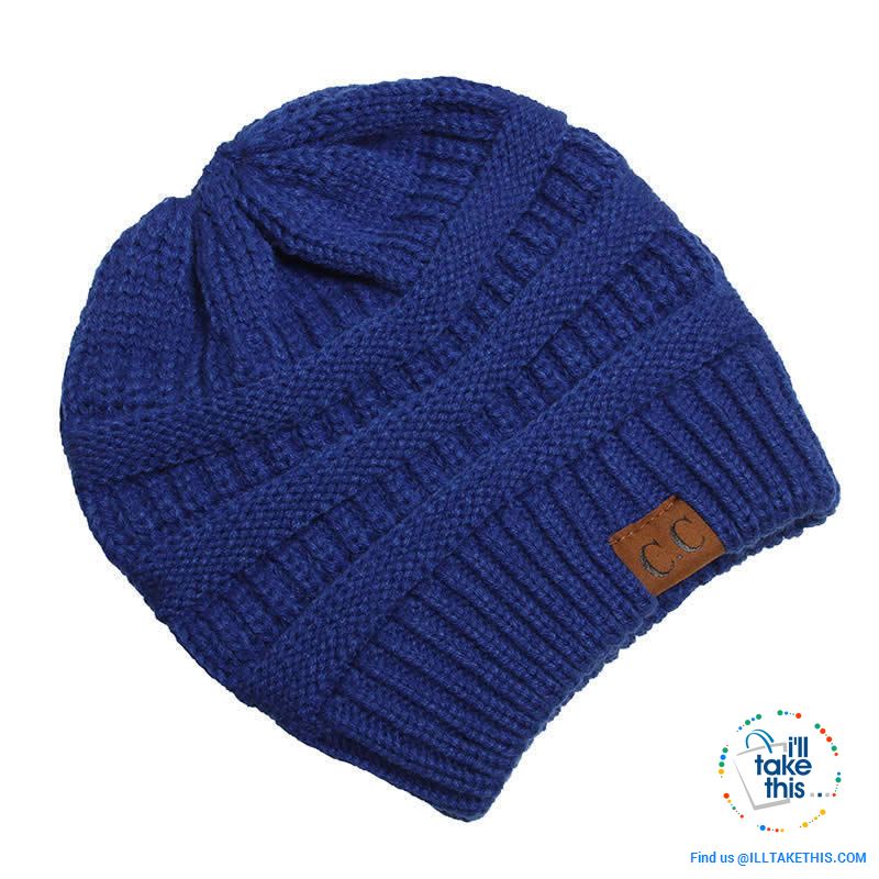 Ponytail Soft stretch Knitted Beanie, Skullies in 25 block Color options - I'LL TAKE THIS