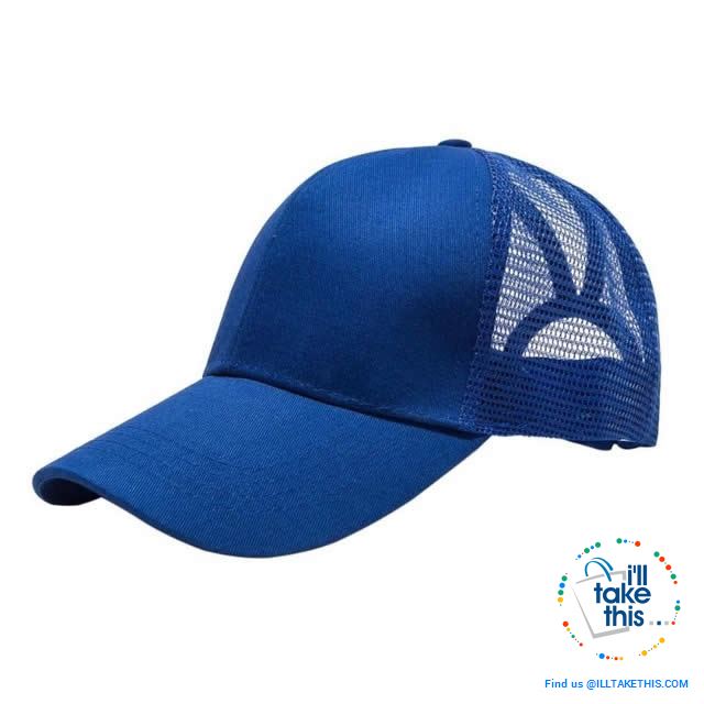 Women's Ponytail Baseball Cap - Aerated with Adjustable Velcro strap, 7 colors - I'LL TAKE THIS
