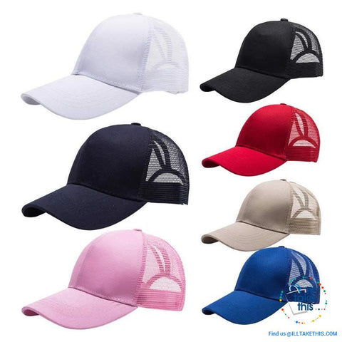 Image of Women's Ponytail Baseball Cap - Aerated with Adjustable Velcro strap, 7 colors - I'LL TAKE THIS