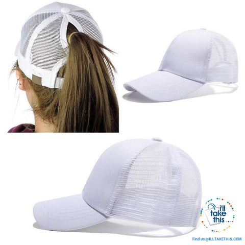 Image of Women's Ponytail Baseball Cap - Aerated with Adjustable Velcro strap, 7 colors - I'LL TAKE THIS