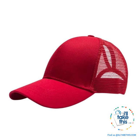 Image of Women's Ponytail Baseball Cap - Aerated with Adjustable Velcro strap, 7 colors - I'LL TAKE THIS