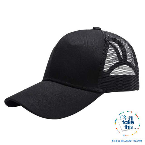 Image of Women's Ponytail Baseball Cap - Aerated with Adjustable Velcro strap, 7 colors - I'LL TAKE THIS