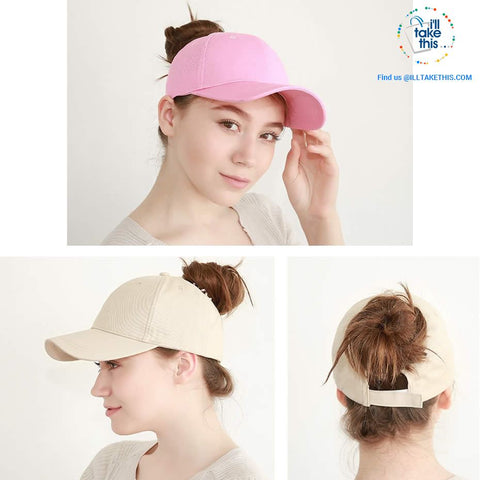 Image of Ponytail Baseball Cap for Women of All ages, one Size - 7 color options - I'LL TAKE THIS