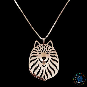 American Eskimo Dog Pendant in Silver, Gold or Rose Gold plating with BONUS Link chain