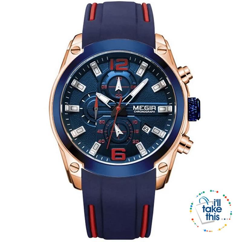 Men's Chronograph Analog Quartz Sports Watch HUGE Face dial of 47mm/1.85' - I'LL TAKE THIS