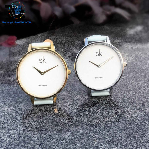 Image of Minimalist Women's Round Wrist Watch in Gold or Silver - I'LL TAKE THIS