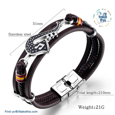 Image of Stainless Steel Guitar, Saxophone or Treble Clef Bracelets/Rope Bangle - Suits all!