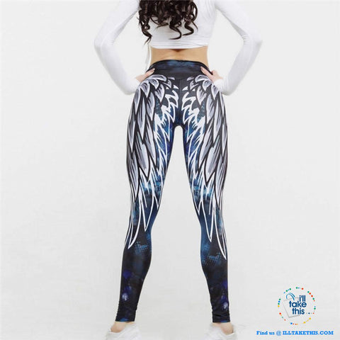 Image of Sheer Angel Wing 3D Printed Women's Leggings/Work Out Pants - 4 Colored Options - I'LL TAKE THIS
