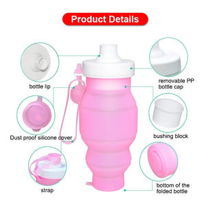 Collapsible Silicone Water Bottle 520ml / 17Oz