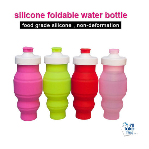 Image of Collapsible Silicone Water Bottle 520ml / 17Oz - I'LL TAKE THIS