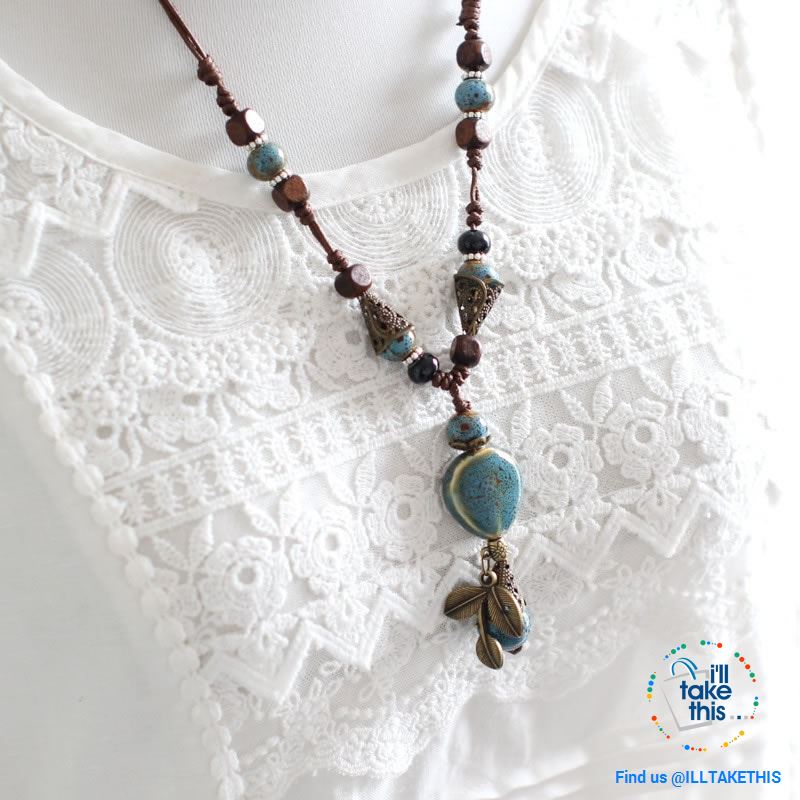 Bohemian/Gypsy style Necklace, gorgeous ceramic beading pieces - 3 color option - I'LL TAKE THIS