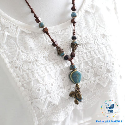 Image of Bohemian/Gypsy style Necklace, gorgeous ceramic beading pieces - 3 color option - I'LL TAKE THIS