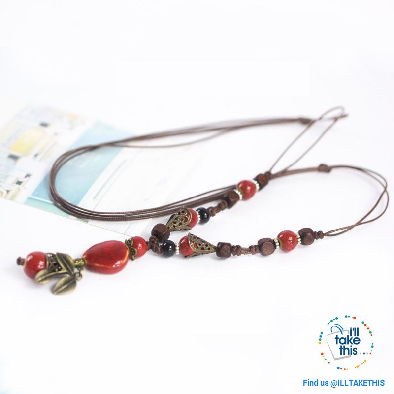Bohemian/Gypsy style Necklace, gorgeous ceramic beading pieces - 3 color option - I'LL TAKE THIS