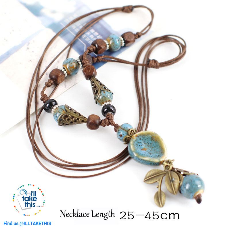 Bohemian/Gypsy style Necklace, gorgeous ceramic beading pieces - 3 color option - I'LL TAKE THIS