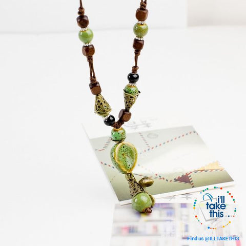 Image of Bohemian/Gypsy style Necklace, gorgeous ceramic beading pieces - 3 color option - I'LL TAKE THIS