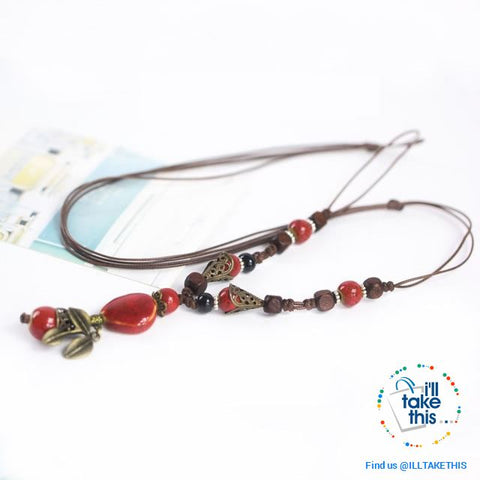Image of Bohemian/Gypsy style Necklace, gorgeous ceramic beading pieces - 3 color option - I'LL TAKE THIS