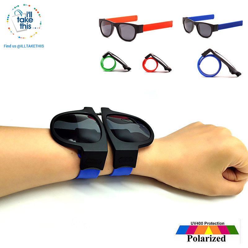 Slap Sunglasses Polarized Slappable Bracelet Sun Glasses for Men/Women Unique Wristband Fold Shades - I'LL TAKE THIS
