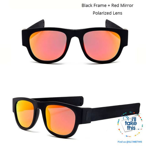 Image of Slap Foldable Mirrored Sunglasses Polarized unique Slappable Bracelet Unisex Design, Folding Shades - I'LL TAKE THIS